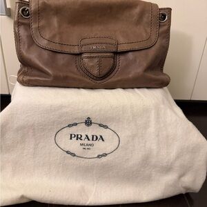 Prada Tan Leather Shoulder Bag